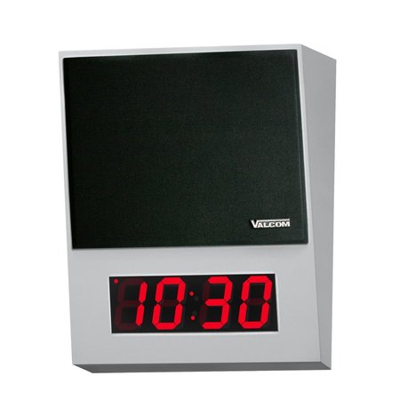 VALCOM Ip Speaker Surface Mt. W/Digital Clock, Gray W/Black Grille VIP-411A-DS-IC